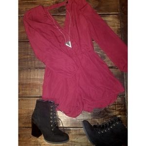 wine red romper